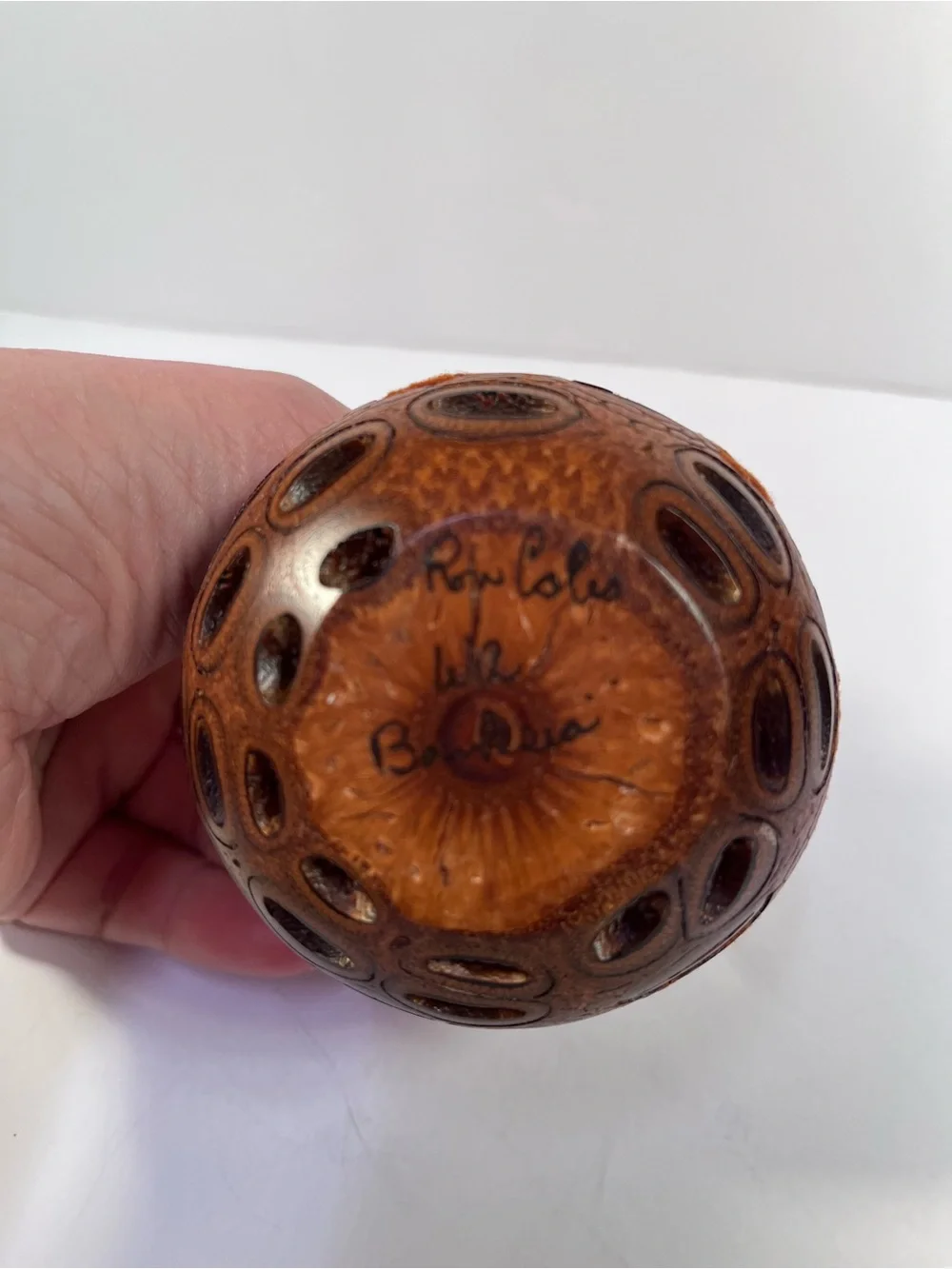 Vintage hand-turned seed pod Bud Vase